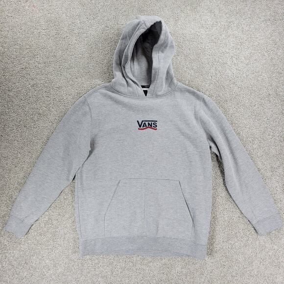 Vans Off The Wall Hoodie Youth L Gray Spell Out‎ Logo Kangaroo Pouch Pullover - Picture 4 of 15